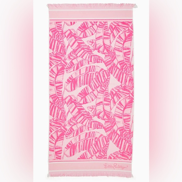 Lilly Pulitzer Jacquard Beach Towel Let’s Go Bananas Conch Shell Pink - Picture 5 of 5